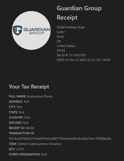 Guardian Group Donation